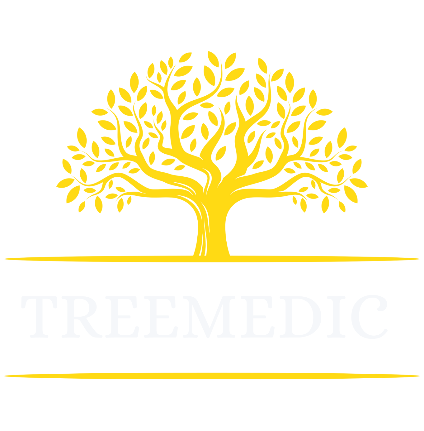 a yellow tree with white text